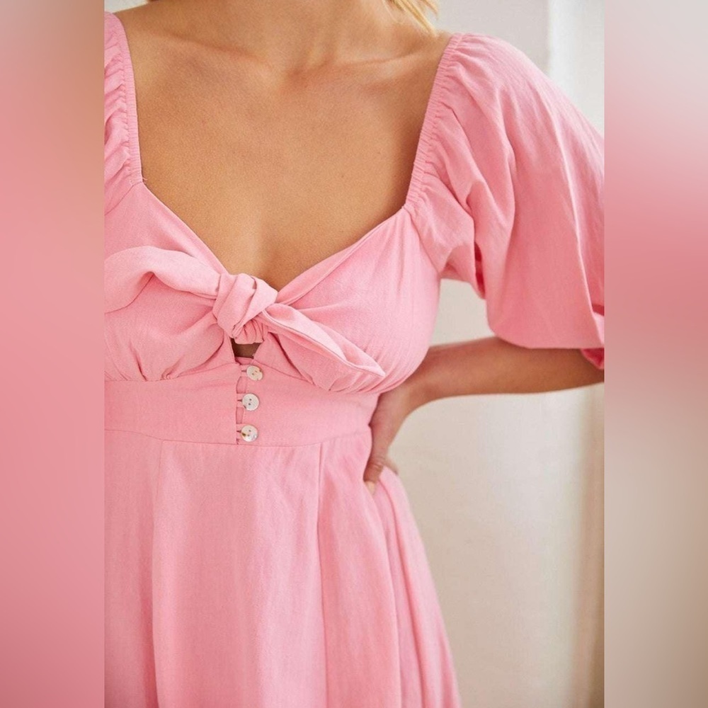 Pink Midi Knotted Dress